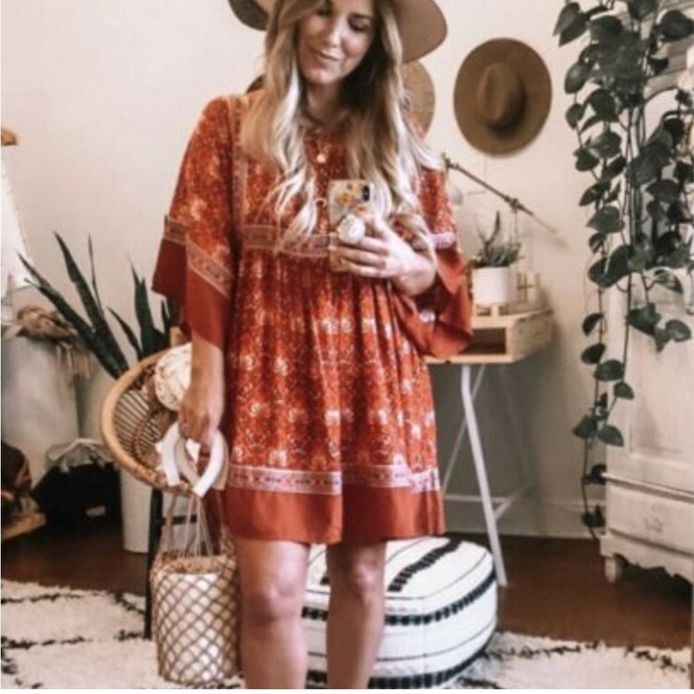 ⚜️ Boho Vintage Floral Dress Sz L